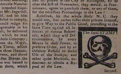 image of the death's head print from the Maryland Gazette newspaper